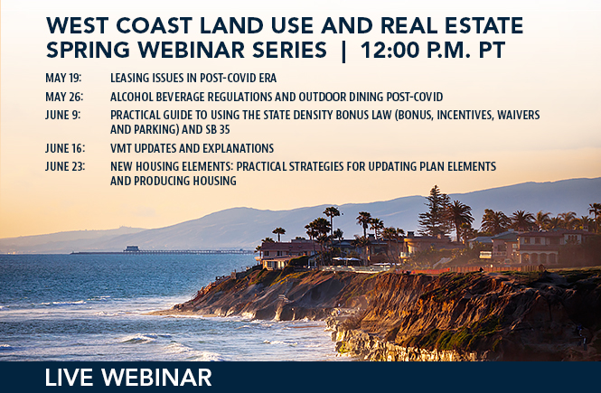 Photo of the Pacific Coastline with dates and titles of webinar sessions