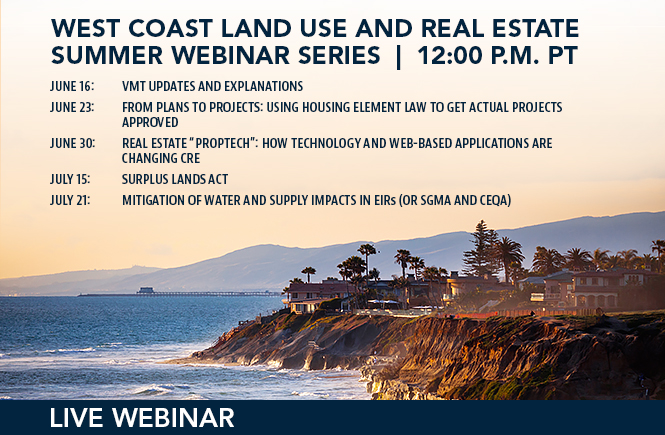 Photo of the Pacific Coastline with dates and titles of webinar sessions