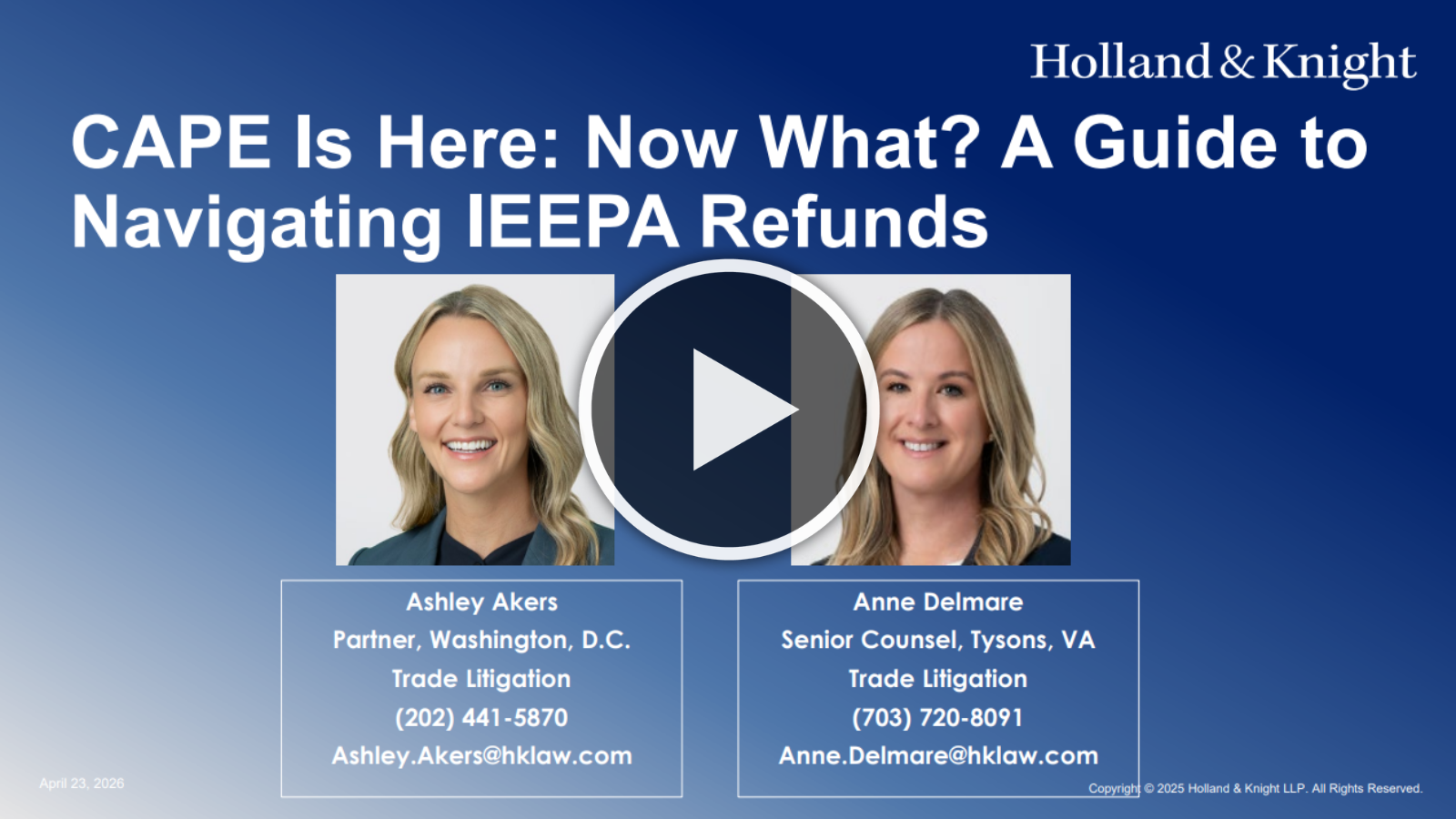 Blue screen with white text and play button