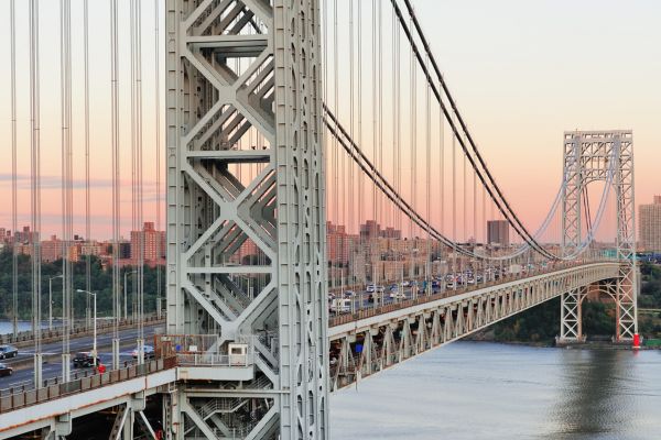 suspension bridge over river