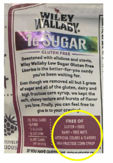 Image of ingredient list with black text and yellow circle