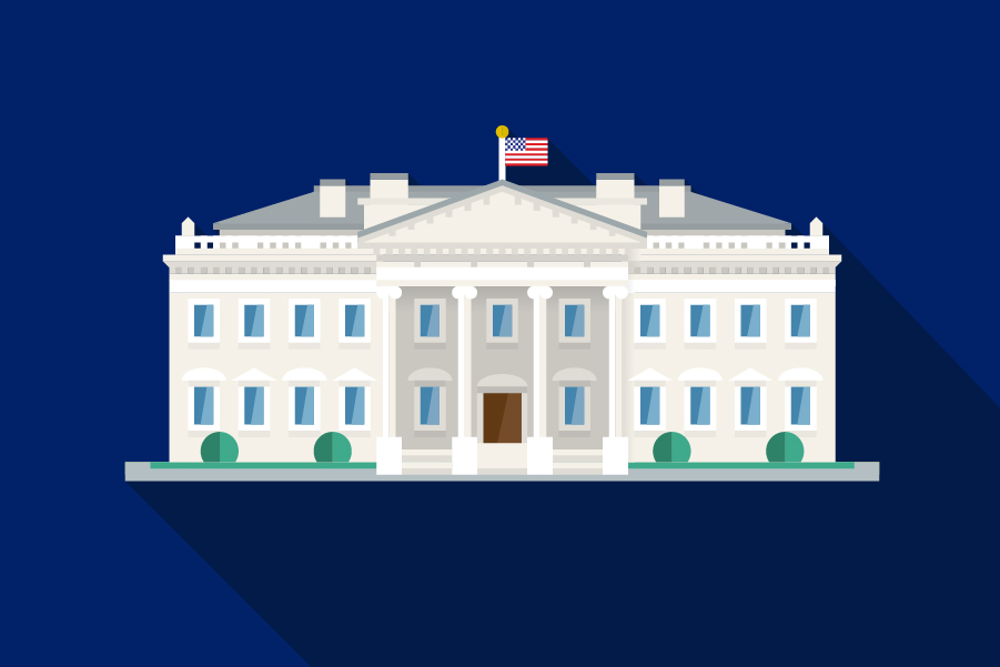 White House on dark blue background