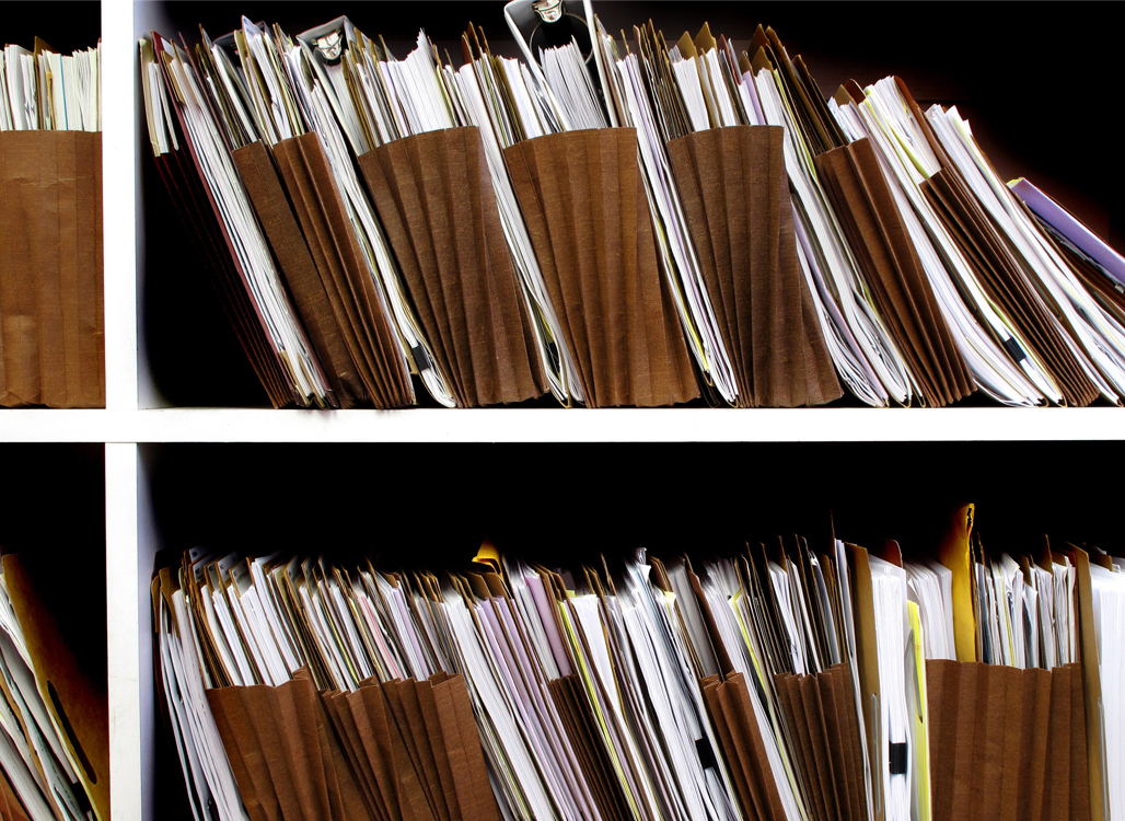 Legal file folders and paper