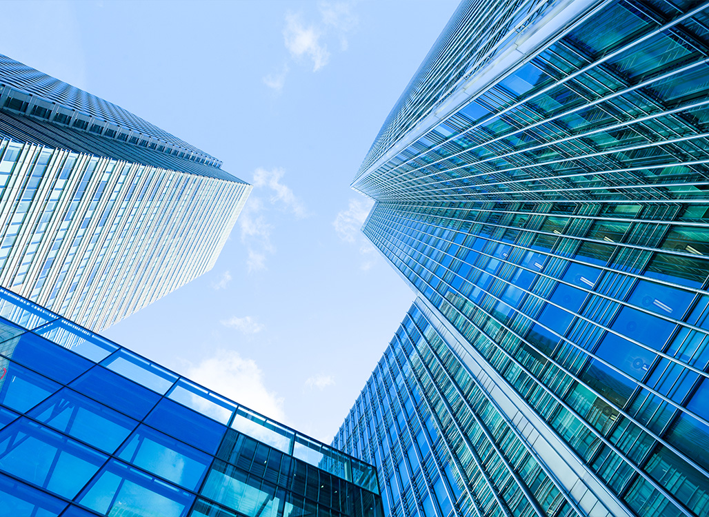 Blue glass buildings