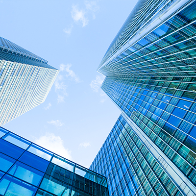 Blue glass buildings