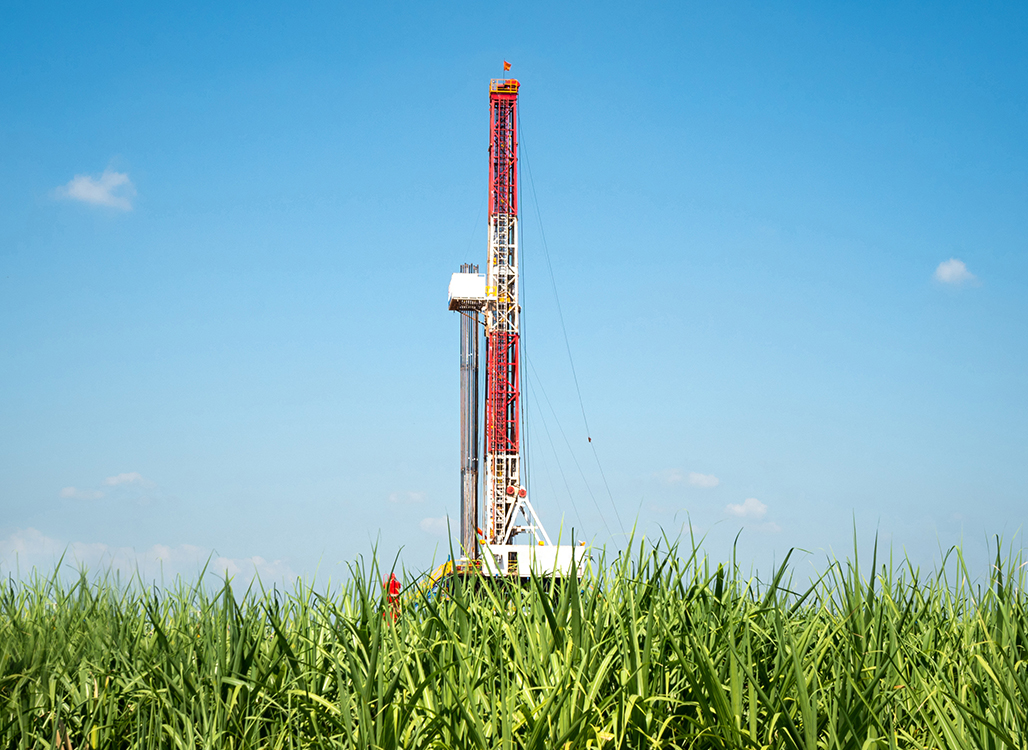 Oil drill in field