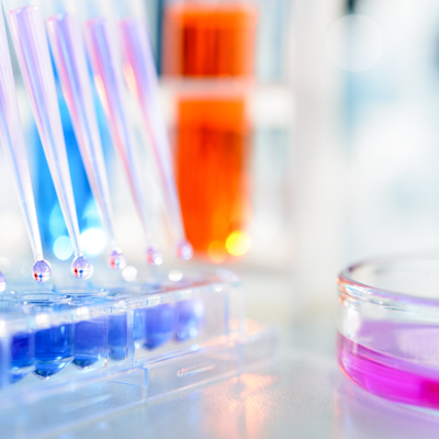 Lab test tubes and petri dish