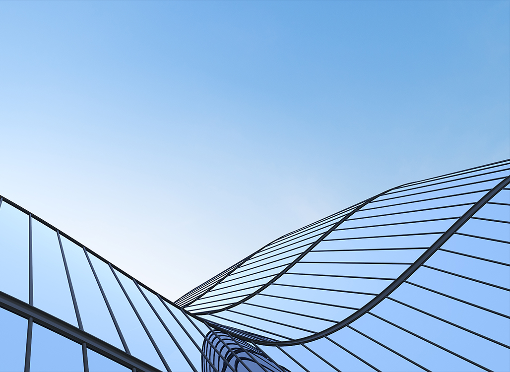 Abstract blue windows of office building