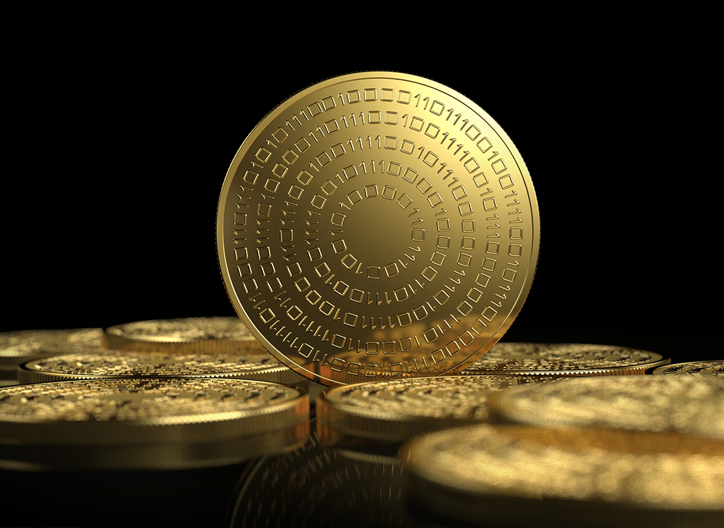Gold coin symbolizing digital currency