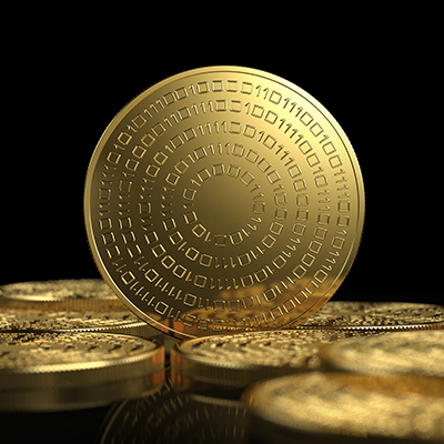 Gold coin symbolizing digital currency
