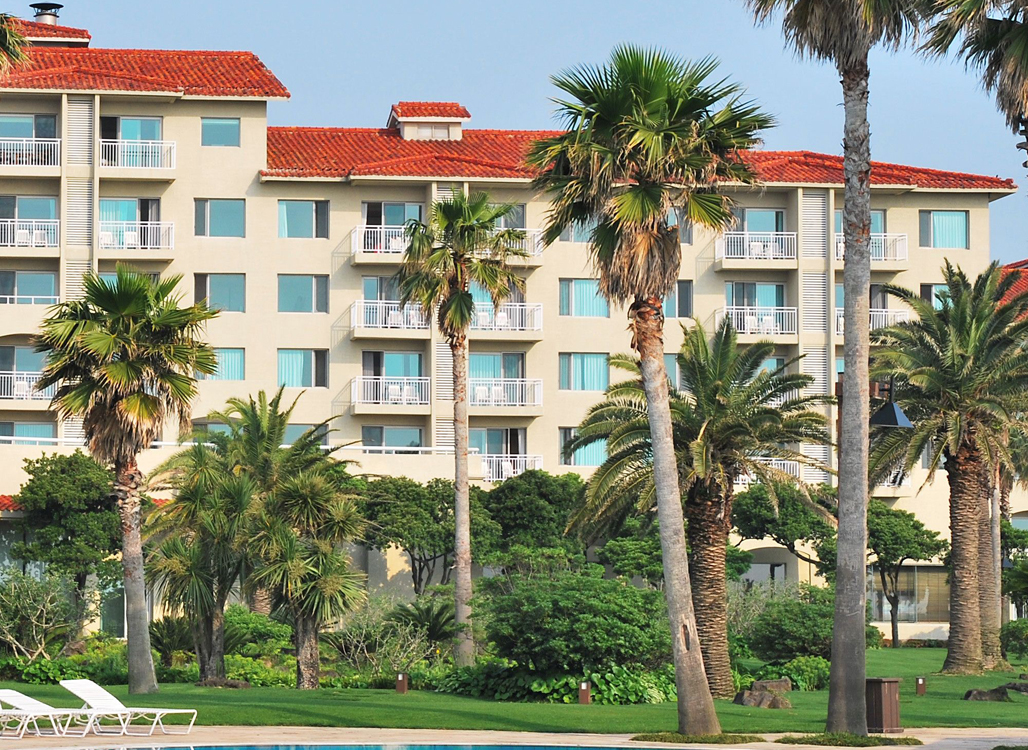 Hotel with palm trees