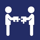 Icon of two people putting puzzle pieces together