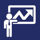 Icon of person pointing at a graph with an upward trajectory